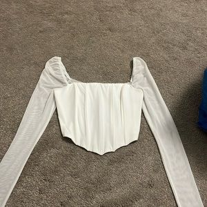 BEVERLY LONG SLEEVE TOP WHITE ECO